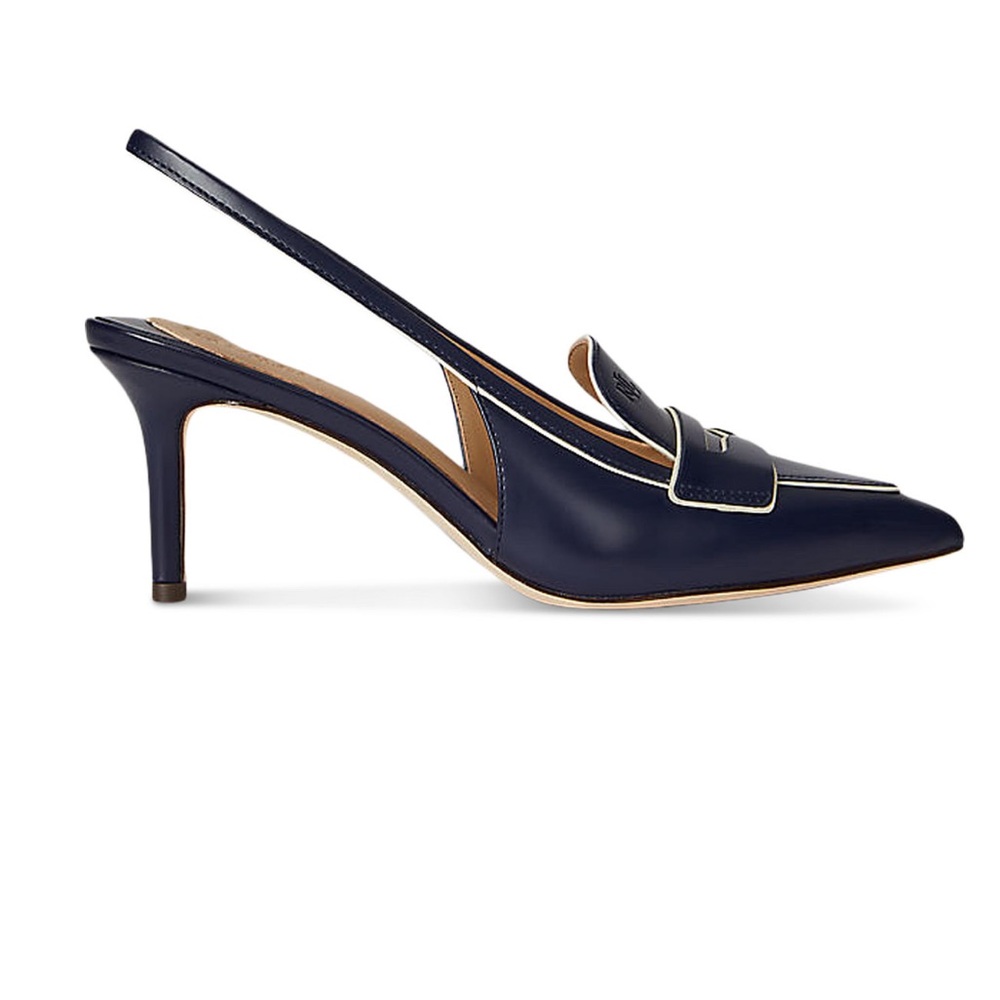 NIB Ralph Lauren Khloe Leather Slingback Loafer Pumps - Picture 2 of 9